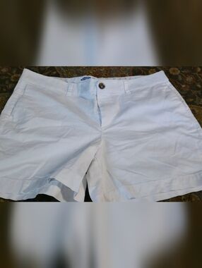Old Navy White Flat-Front Chino Shorts